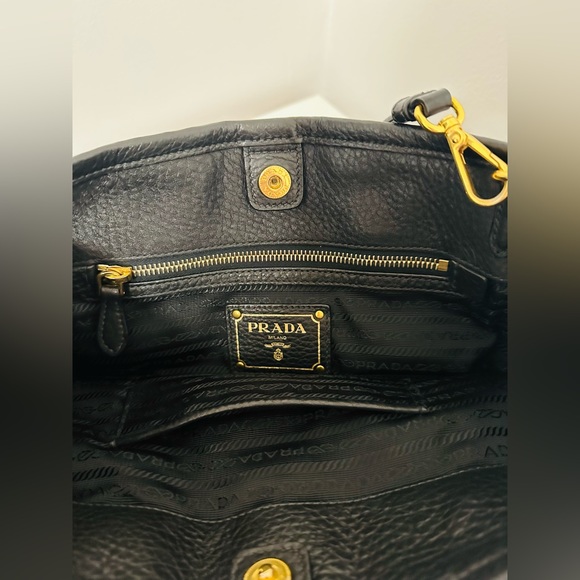 PRADA Tessuto Vitello Daino Nylon Tote Shoulder Bag Black |AUTHENTIC! - Picture 5 of 13